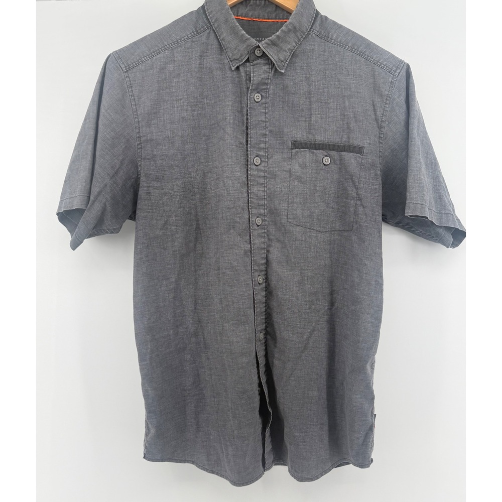 Mountain Hardwear Mens Gray Hemp Blend Short Sleeve Button Down Shirt Size S